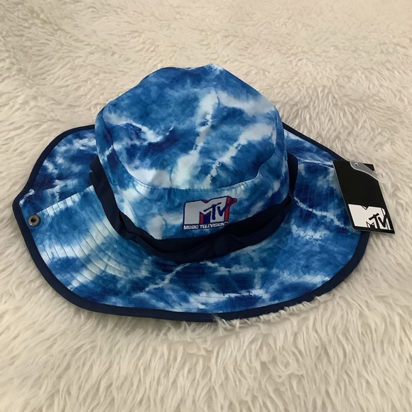 MTV blue tie dye summer beach Bucket Hat new with tag - Picture 2 of 7
